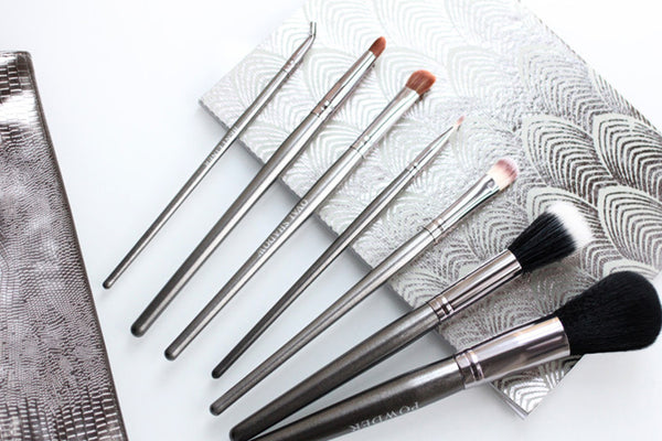 7 Piece Gun Metal Travel Brush Set